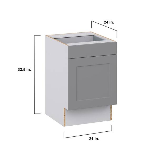 J COLLECTION Bristol Painted Slate Gray Shaker Assembled 12 in.W x 32.5 in.H x 23.75 in.D Accessible ADA 1 Draw Base Kitchen Cabinet