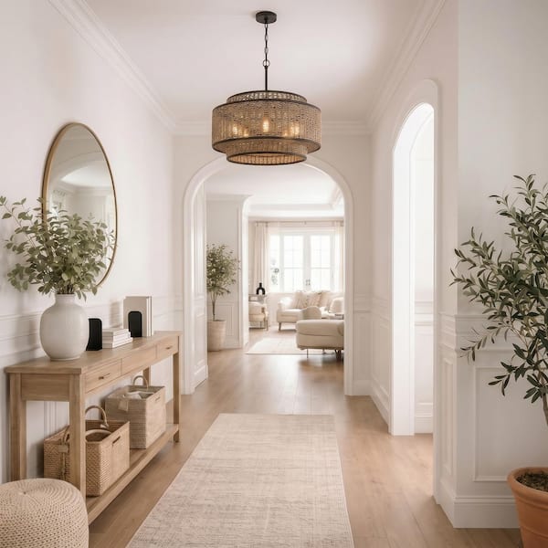 Quoizel Teton 5-Light Matte Black Shaded Pendant Light QP6161MBK