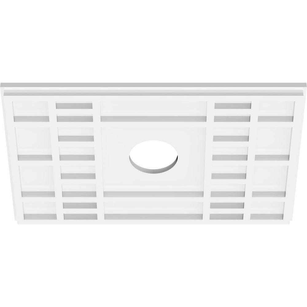 White PVC Contemporary Rectangular Ceiling Medallion, 18" x 12"