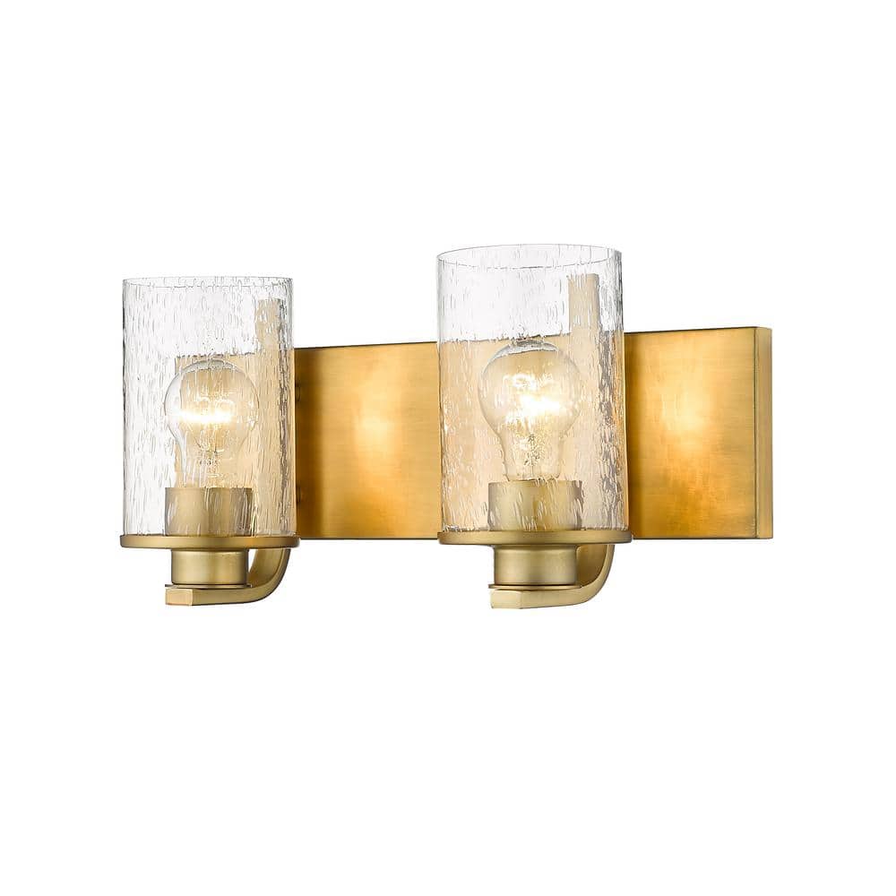 Beckett Olde Brass 2-Light Vanity with Clear Seedy Glass