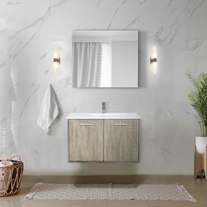 Fairbanks 36 in W x 20 in D Rustic Acacia Bath Vanity, Cultured Marble Top and Chrome Faucet Set