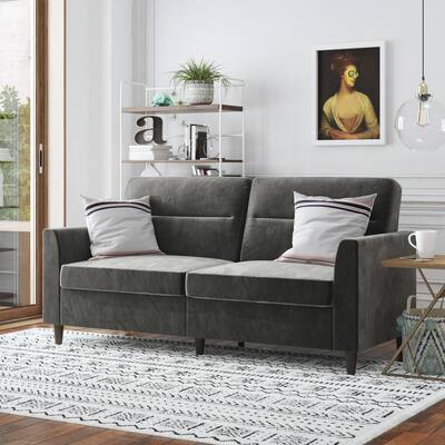 Concord 32.5 in. Gray Velvet 3-Seater Sofa with Pocket Coil Cushions