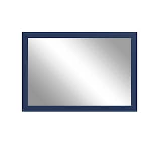 46 in. W x 34 in. H Rectangle Modern Wood Framed Wall Mounted Bathroom Vanity Mirror in Dark Blue