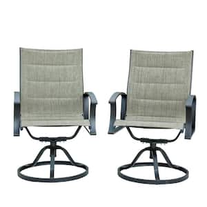 Metal Swivel Outdoor Dining Chair in Grey Set of 2