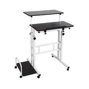 28 in. Rectangular Black/White Standing Desk with Adjustable Height Feature