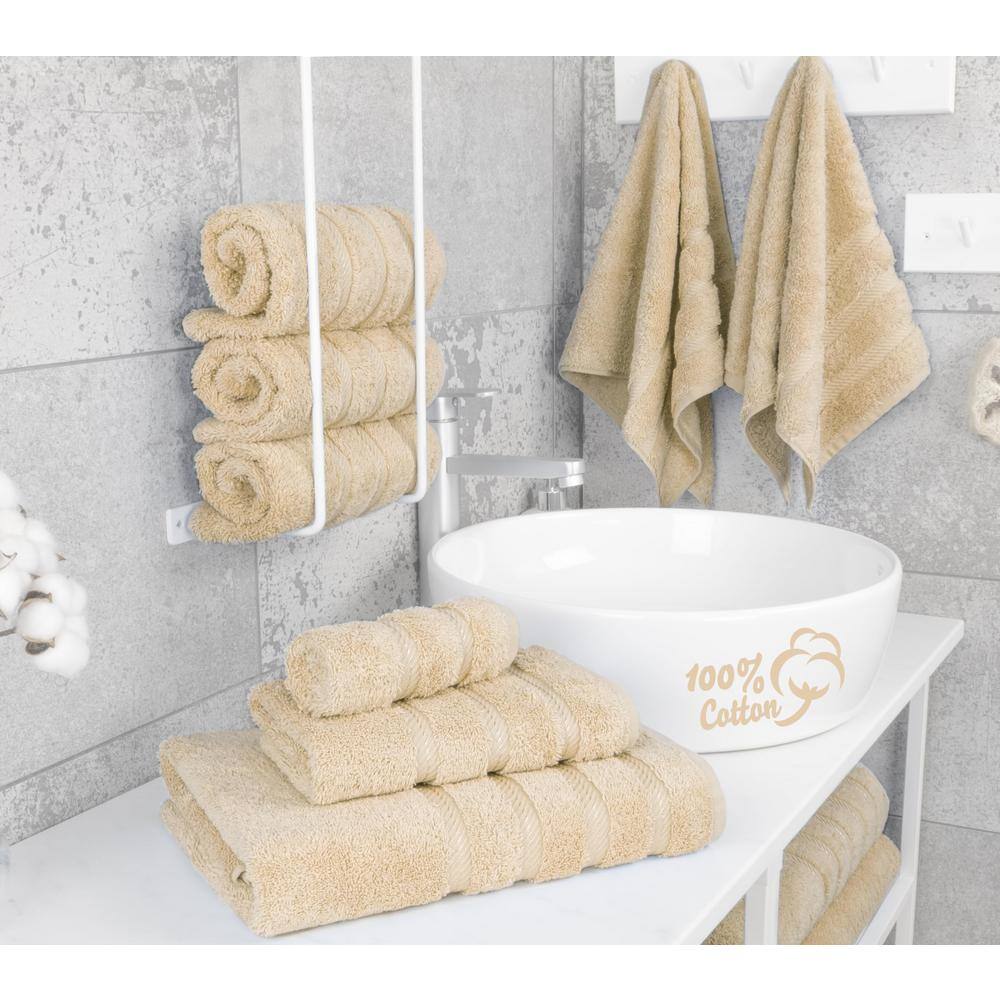 Beige Turkish Cotton 6-Piece Towel Set