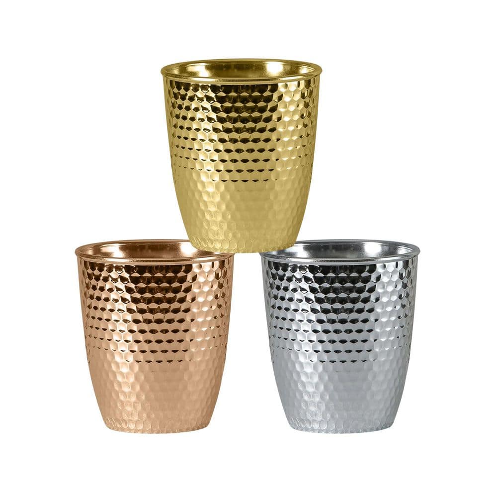 Modern 5 in. Rose Gold/ Silver/ Gold Polystone Planter with Metallic Effect