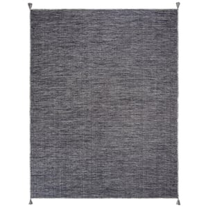 Montauk Gray/Black 9 ft. x 12 ft. Solid Color Striped Area Rug