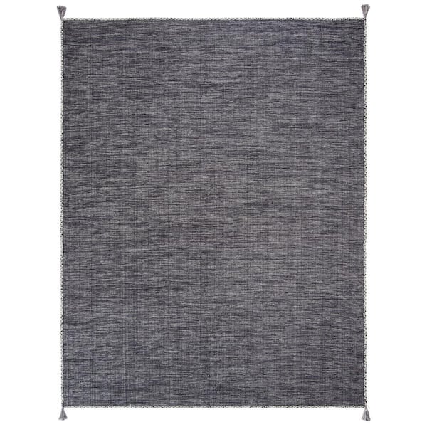 SAFAVIEH Montauk Gray/Black 9 ft. x 12 ft. Solid Color Striped Area Rug