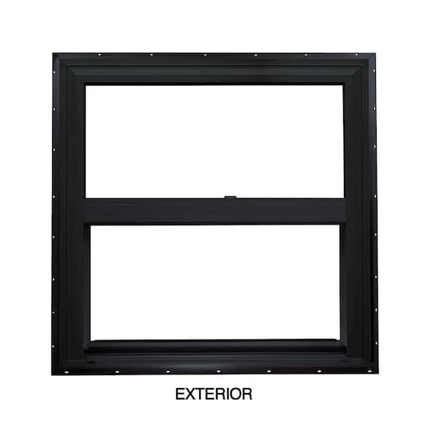 American Craftsman 35.5 in. x 35.5 in. 60 Series Single Hung Vinyl Window Black Exterior and White Interior