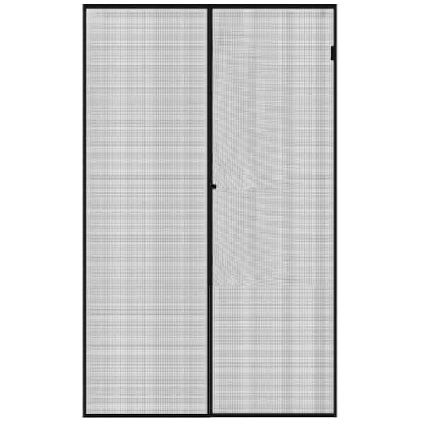 Modern Series 72 in. x 80 in. Universal/Reversible Gray Finished Fiberglass Magnetic French Screen Door
