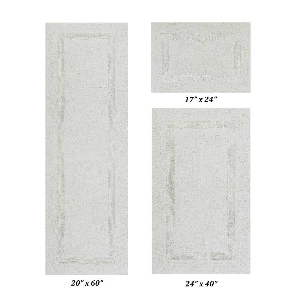 Lux Collection Ivory 17 in. x 24 in., 24 in. x 40 in., 20 in. x 60 in. 100% Cotton 3-Piece Bath Rug Set price history on PriceWatchPro