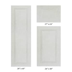 Lux Collection Ivory 17 in. x 24 in., 24 in. x 40 in., 20 in. x 60 in. 100% Cotton 3-Piece Bath Rug Set