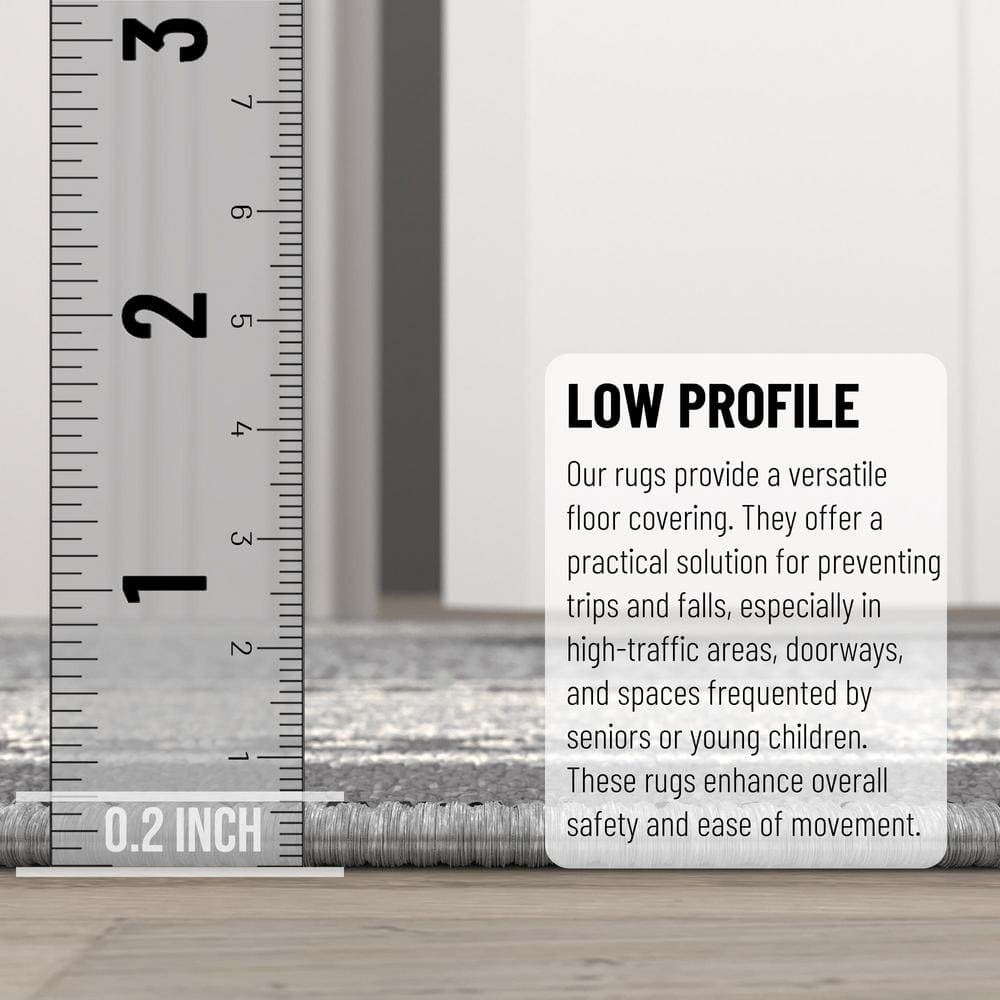 Light Gray Rectangular Synthetic Washable Area Rug
