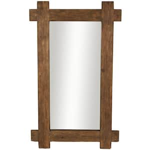 78 in. x 48 in. Rectangle Framed Brown Wall Mirror with Extended Frame and Natural Wood Grain and Texture