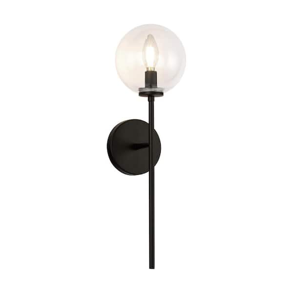 ALORA MOOD Cassia 1 Head 1 Light 40-Watt Matte Black/Clear Glass Vanity Light