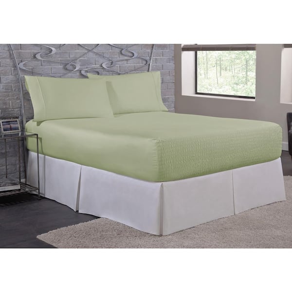 BedTite Absolutely Fitting Bed Tite Microfiber 4-Piece Sage Solid 200 Thread Count Microfiber Queen Sheet Set