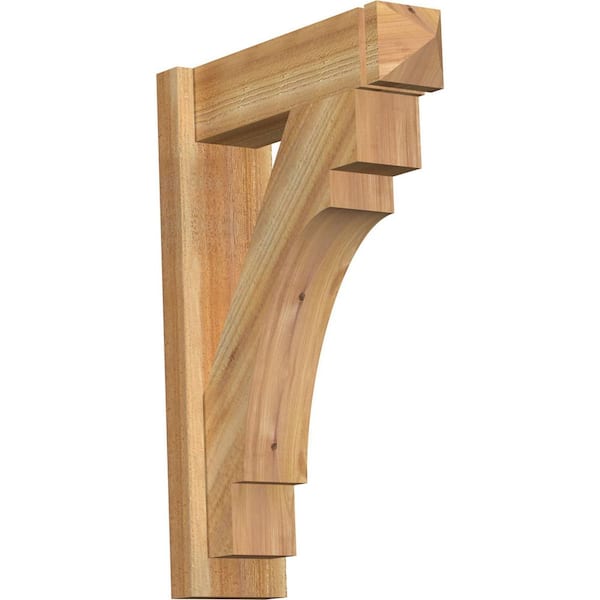 Ekena Millwork 6 in. x 28 in. x 20 in. Western Red Cedar Merced Arts and Crafts Rough Sawn Outlooker