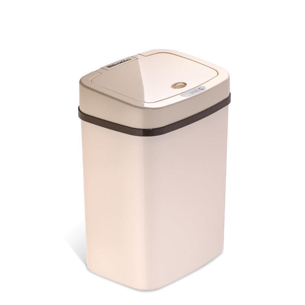 Nine Stars 3.2 Gallon Trash Can Plastic Touchless Bathroom Trash Can Cream