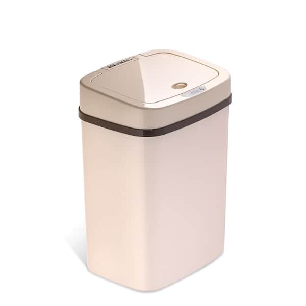 3 Gal. Motion Sensor White Rectangular Shape Plastic Trash Can