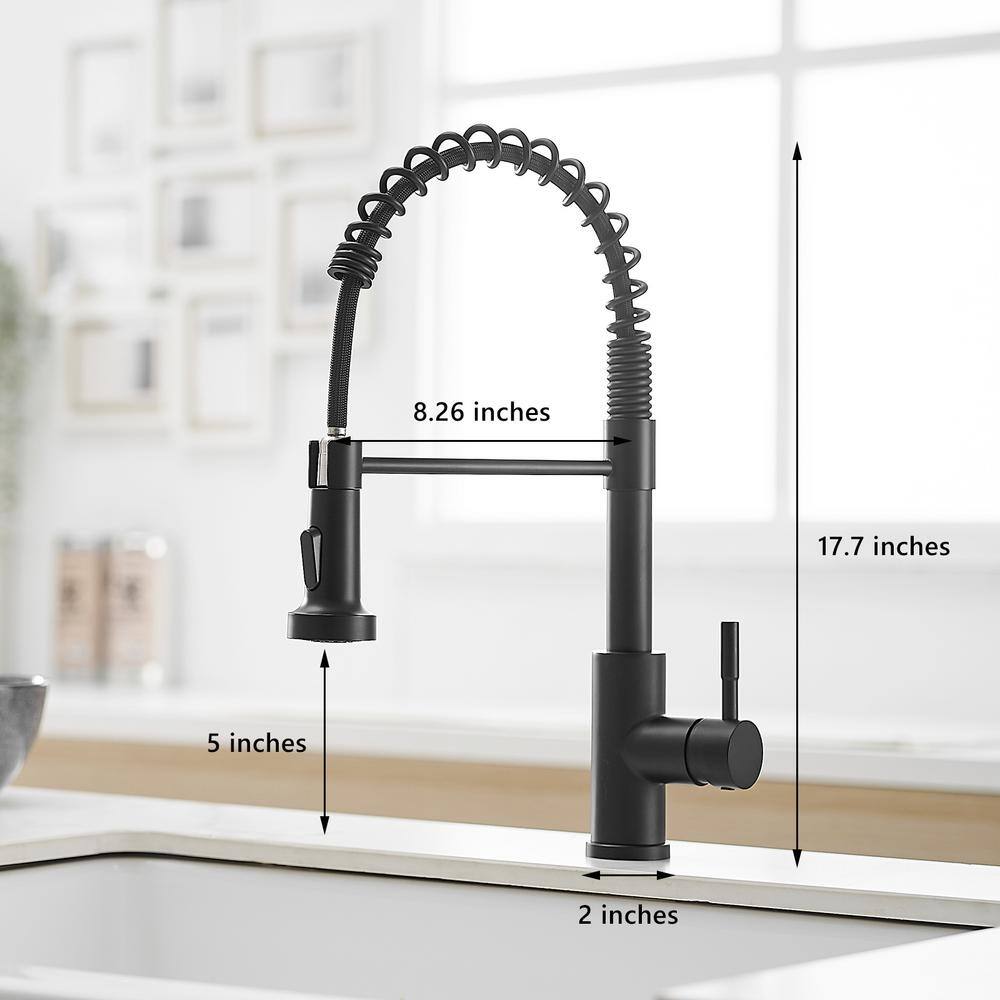 Matte Black Stainless Steel Pull-Down Kitchen Faucet