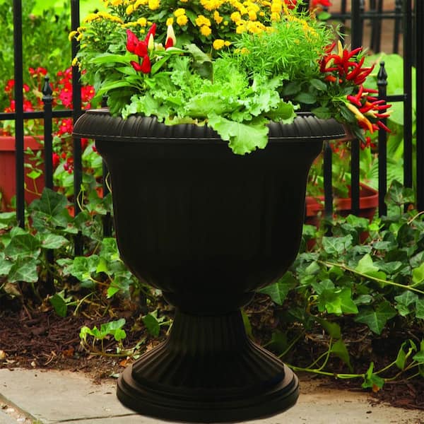 Garden Treasures 16-in W x 14-in H Black Plastic Traditional