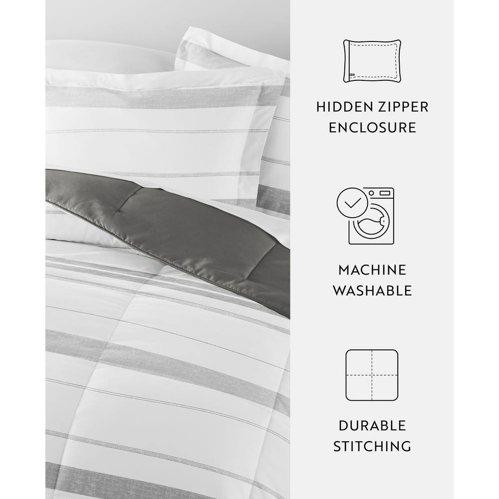 Gray Twin Reversible Down Alternative Microfiber Comforter Set