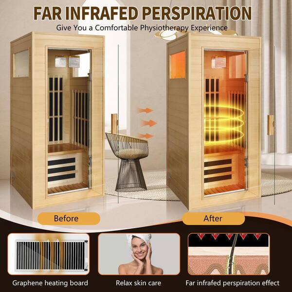 Aoibox - 1-Person Graphene Far Infrared Sauna Room Dual Audio Bluetooth