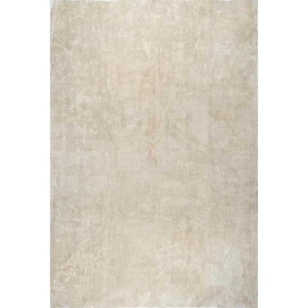 Cream Doormat 2 ft. x 3 ft. Loni Solid Machine Washable Shag Accent Rug