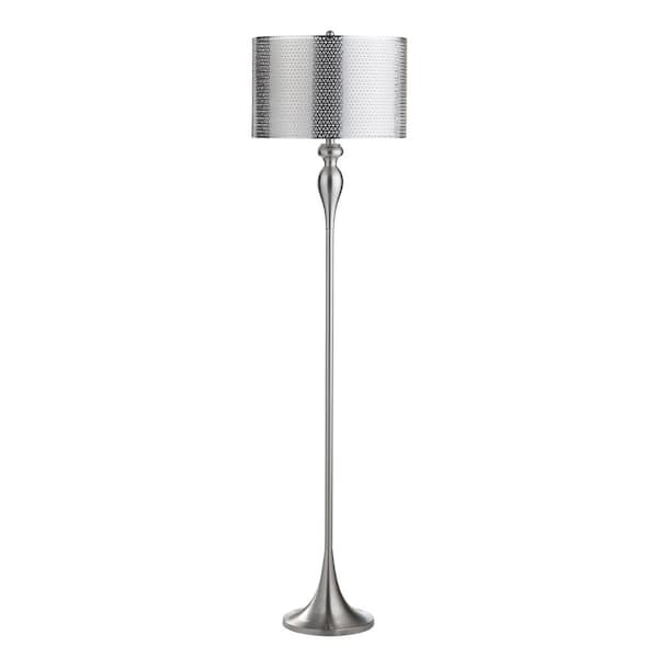 63.5 in. Brushed Modern and Contemporary Standard Floor Lamp with Silver Metal Shade