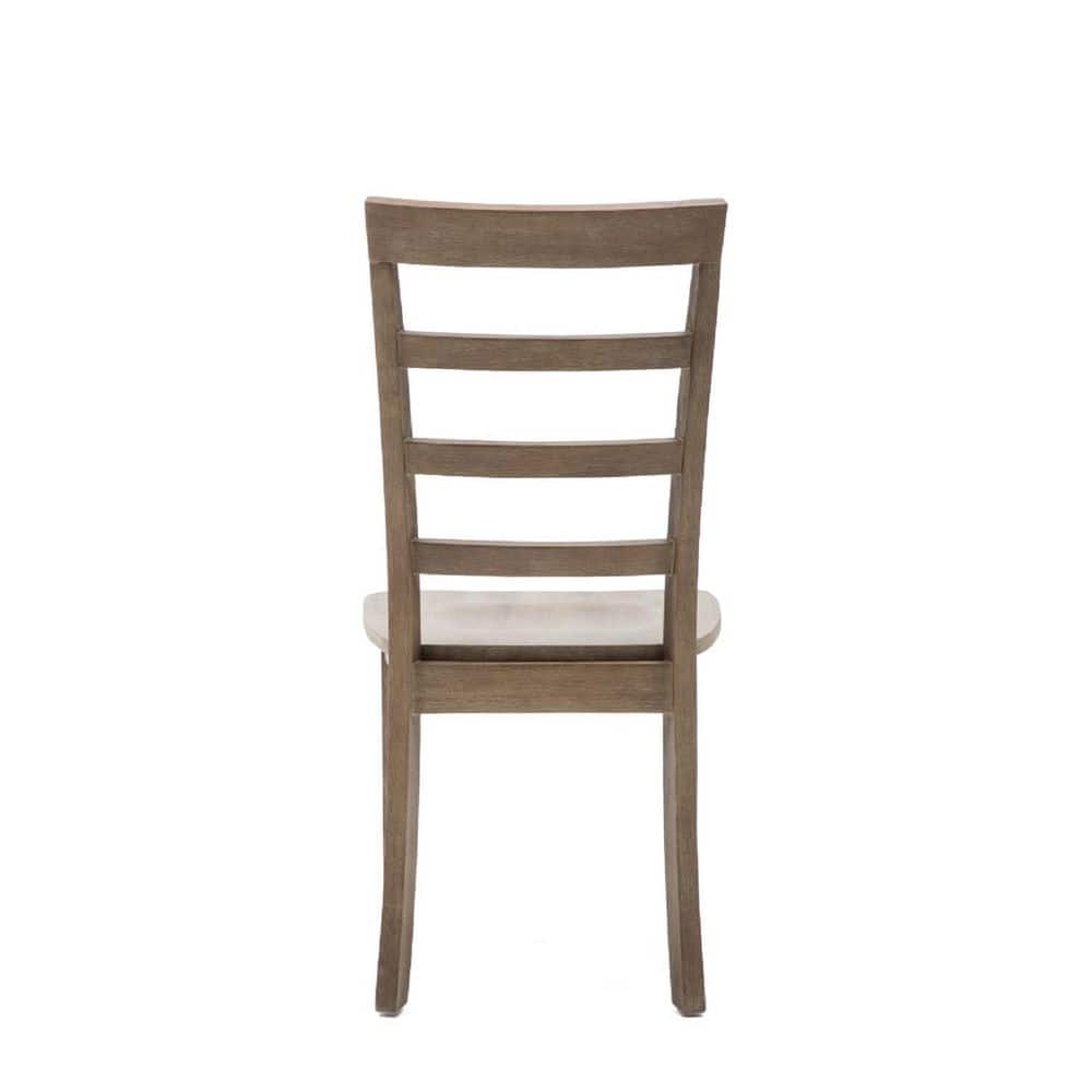Set of 2 Gray Ladderback Rubberwood Dining Chairs