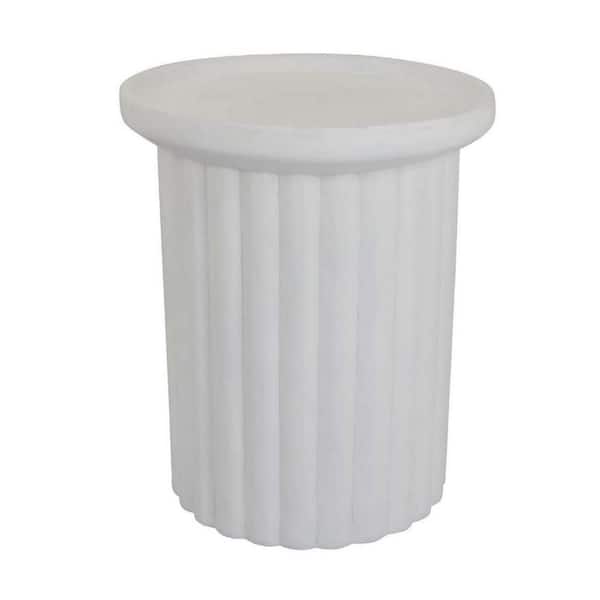 Modern White Resin Round with Spacious Round Top Plant Stand (18 in. x W 21 in. H)