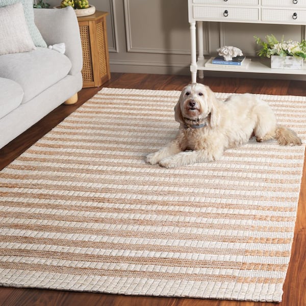 SAFAVIEH Natural Fiber 9 ft. x 12 ft. Natural/Ivory Striped Area