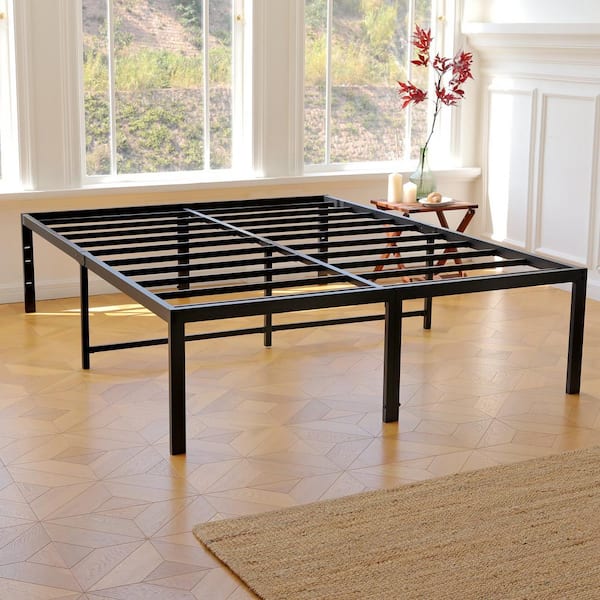Lusimo Black 18 in. Queen Bed Frame Metal Platform Bed