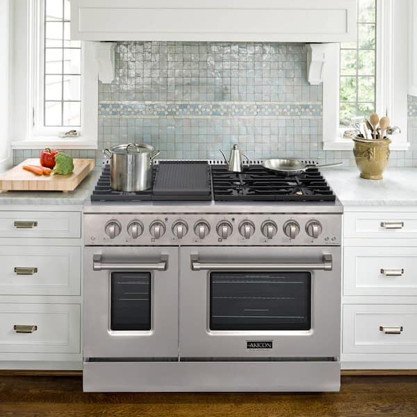 Akicon 48in. 8 Burners Freestanding Gas Range in Stainless Steel 