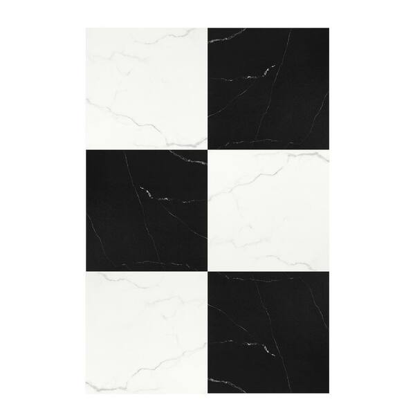 12 in. x 12 in. Vinyl Black and White Peel and Stick Backsplash Tile for Kitchen and Bathroom 12-Pack (Covers 12 sq.ft.)