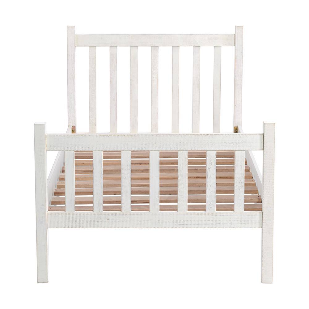 Windsor Twin Driftwood White Pine Wood Bed with Headboard