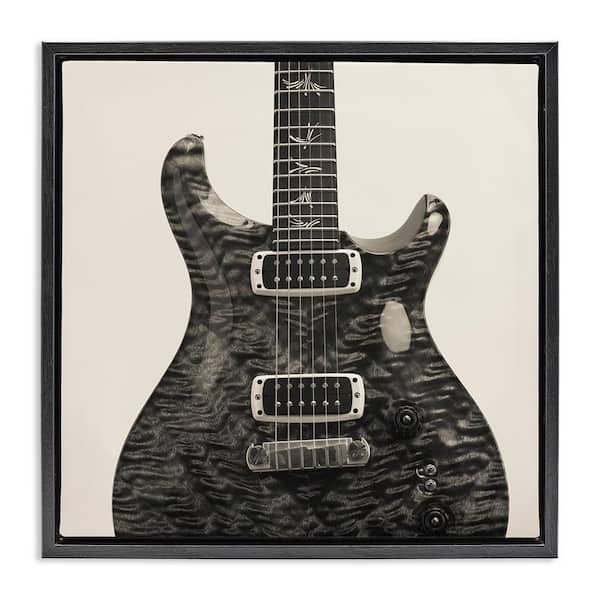 Stupell Industries Wave Patterned Guitar by Deborah Revell Black Floater Frame Music Graphic Art Print 25 in. x 25 in.