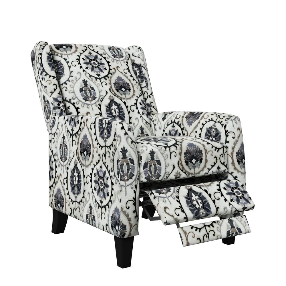 ProLounger Soft Charcoal Gray Medallion Print Fabric Push Back Recliner