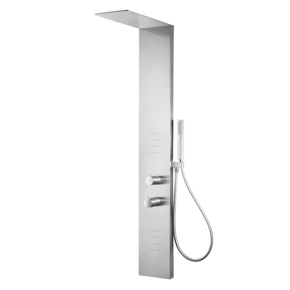 Collines Series 55 in. 2-Jet Shower Tower with Heavy Rain Shower and Body J