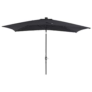 10 ft. x 6.5 ft. Market Solar Tilt Patio Umbrella in Black with Crank