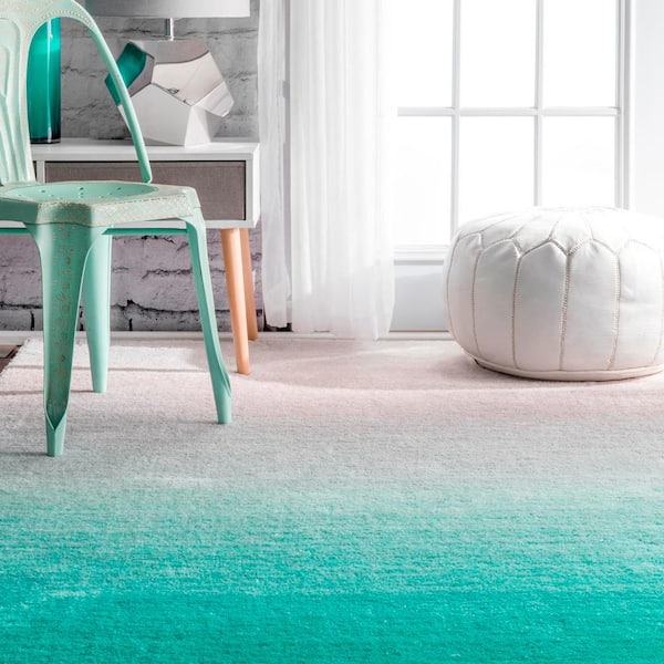 nuLOOM Luxe Ombre Turquoise 5 ft. x 8 ft. Area Rug HJOS02A nuLOOM Luxe Ombre Turquoise 5 ft. x 8 ft. Area Rug HJOS02A