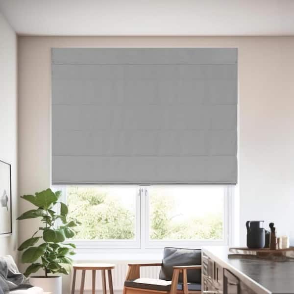 Chicology Gray Cordless Room Darkening Privacy Polyester Roman Shade 31 in. W x 64 in. L