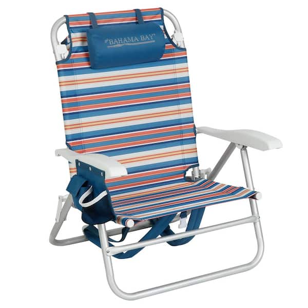 Unbranded Reclining Aluminum Backpack Beach Chair in Stripe