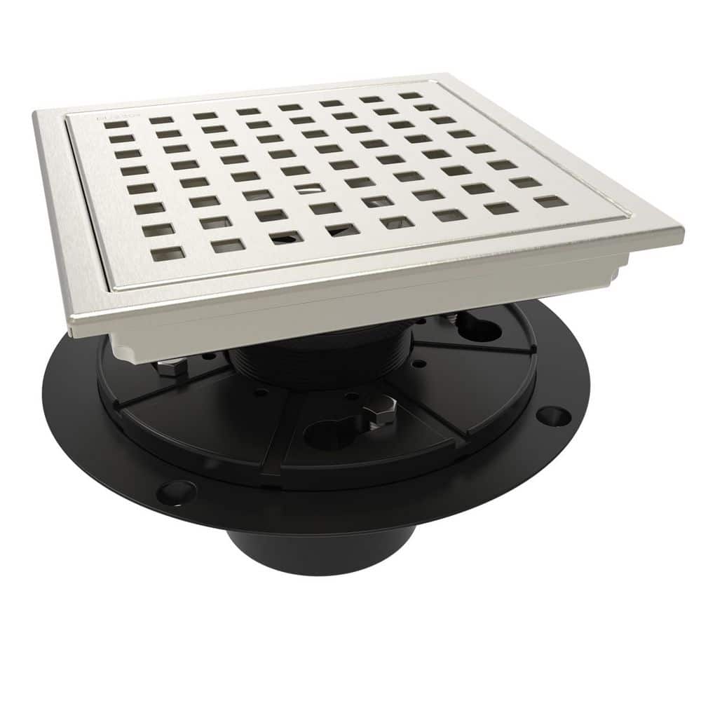 Brushed Nickel 6 in. Square Food-Grade SUS 304-Stainless Steel Shower Floor Drain with Flange price history on PriceWatchPro