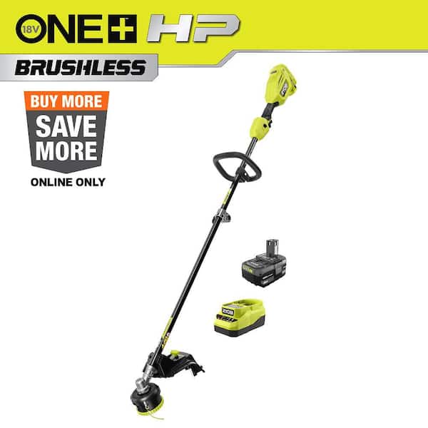 ONE+ HP 18V Brushless Whisper Series 15 in. Cordless Attachment Capable String Trimmer with 4.0 Ah Battery and Charger