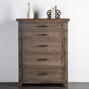 Amaceus Brown 5-Drawer 40 in. Chest of Drawers