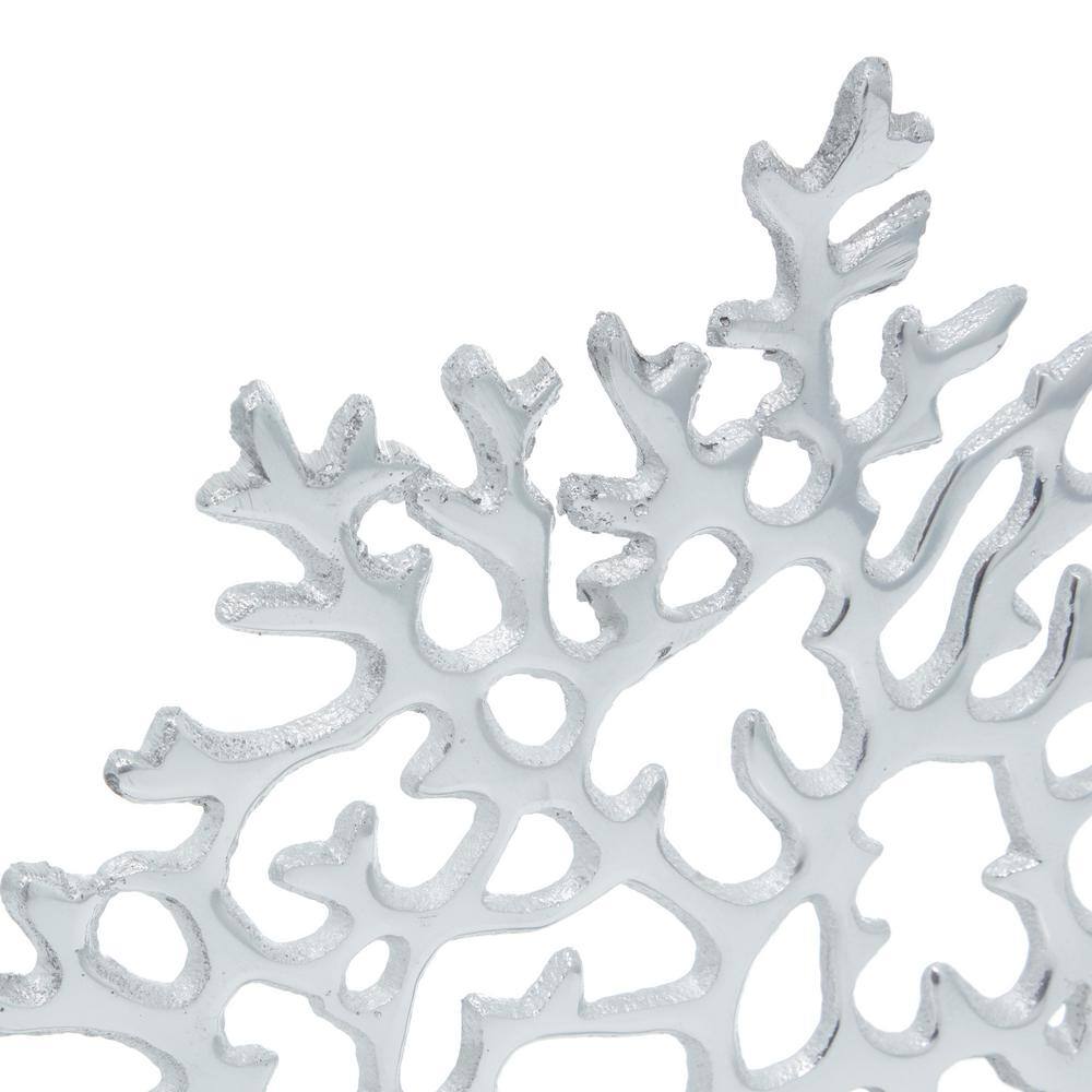 Elegant Silver Coral Sculpture on Marble Base 12"x15"