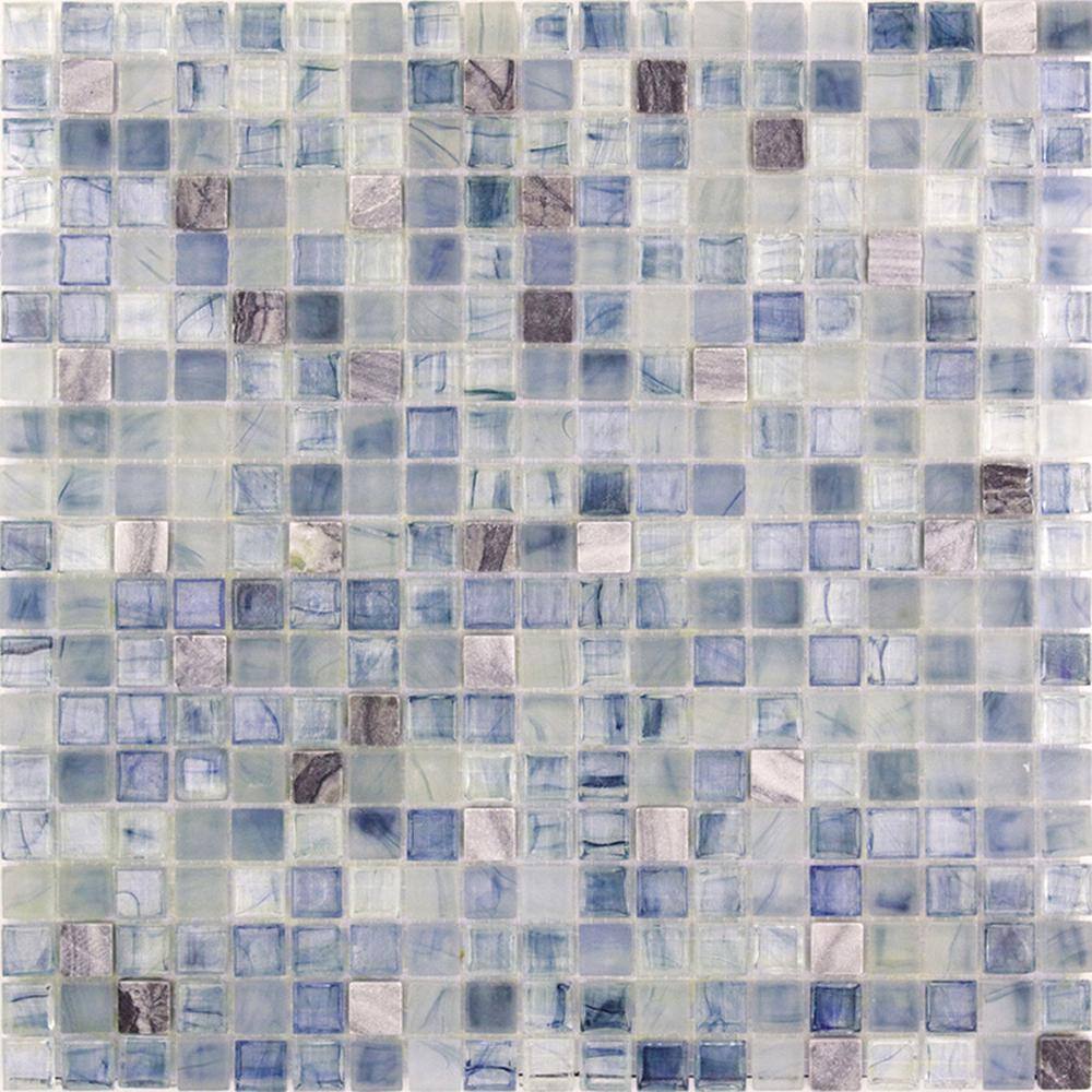 Apollo Tile Mingles 4 x 6 Glossy Stone Blue and Gray Glass Mosaic Uniform Square Wall and Floor Sample Tile 0.13 Sq. ft./1-Pack