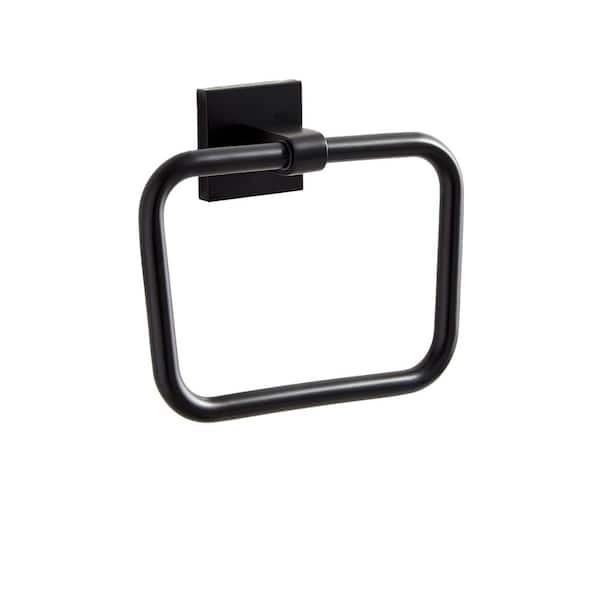 SIGNATURE HARDWARE Hibiscus Wall Mounted Towel Ring in Matte Black